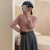 Camiseta de gola redonda para outono e inverno Anting Lu, suéter simples feminino de manga longa para usar por baixo, top casual estilo executivo