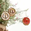 Pode Ser Processado com Amostras, Pilhas de Madeira Redondas Retrô de Camada Dupla, Acessórios de Madeira Decorativos DIY, Enfeites de Artesanato de Madeira para Árvore de Natal