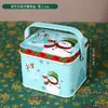 Caja de Almacenamiento de Hierro Portátil para Navidad Cesta de Almacenamiento Festiva Empaque para Regalos Dulces Galletas Decoración de Escritorio Adornos