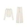 Nuevo conjunto de dos piezas de moda para mujer: top con capucha tipo jersey de otoño y pantalones casuales holgados de pierna ancha