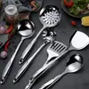 Espátula de Acero Inoxidable 201, Cuchara para Sopa, Colador Grande, Espátula de Cocina con Mango Brillante Hueco, Cuchara de Cocina para Cocinar, Colador Espátula