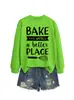 BAKE THE WORLD Loja Independente da Lista de Desejos da Amazon Moletom Feminino Outono Inverno Versátil e Moderno com Gola Redonda e Manga Longa