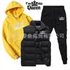 Conjunto Esportivo de Veludo Estampado Outono e Inverno Transfronteiriço Moda Americana Casual Colete Moletom de Algodão e Calça de Moletom Conjunto de Três Peças