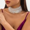 Europeu e Americano multi-camada imitação pérola colar das mulheres elegante tamanho barroco frisado francês retro colar gargantilha de jóias