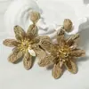 Joyería de Estilo Europeo y Americano, Pendientes de Girasol de Rafia Hechos a Mano, Pendientes Grandes Exagerados de Flor, Joyería de Estilo Festivo al por Mayor