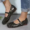 Comercio Electrónico Transfronterizo 2026 Primavera/Otoño Nuevos Zapatos de Cuero Mary Jane Retro Suela Plana Hebilla Única Zapatos para Mujer Zapatos Individuales de Boca Baja Texturizados