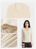[Seda Acetato Lana de Oveja] Camiseta Interior Derong para Mujer Otoño e Invierno Cuello en U Capa Base Muscular Camiseta Interior Ajustada Ropa Interior para Mujer
