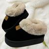 Botas de Neve com Solado Grosso Outono e Inverno 2025 Novas Acolchoadas Antiderrapantes Forradas com Lã Quentes Sapatos de Algodão Chinelos de Lã de Inverno para Casa