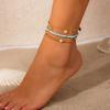 Europa y Estados Unidos pulsera de tobillo con cuentas de concha de molusco y estrella de mar transfronteriza joyería para el pie tobillera de tortuga con borla y lentejuelas de playa