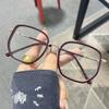 Gafas para miopía de montura grande retro para hombre y mujer, modernas, cómodas, con luz anti-azul, espejo plano, artefacto sencillo para rostro libre con gafas para miopía terminadas
