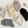 Calcetines de Punto con Borde Enrollado de Lunares a Media Pantorrilla para Mujer, Calcetines de Maternidad de Algodón Puro con Puño Suelto, Calcetines Holgados de Estilo Japonés para Primavera y Otoño, Calcetines Versátiles para Mujer