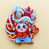 Pegatinas Creativas de Madera al por Mayor para Refrigerador Características Tendencia Nacional Danza del León Pegatinas Magnéticas Festivo Año del Dragón Danza del León Pegatinas de Decoración para el Hogar