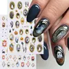 Adesivos de Unha Artística Novos Transfronteiriços Ins Halloween Flores Fofas Fantasma Espelho Fantasma Morcego Adesivos Adesivos para Unha