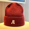 Gorro de Punto Estilo Coreano para Mujer Otoño e Invierno, Gorro Pullover Versátil y Moderno, Gorro de Lana Cálido Bordado con Letras