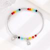 Ins Nicho Joias Elegantes Prata de Lei S925 Urso Amor Arco-Íris Pulseira Elástica Personalizada Simples Pulseira de Contas