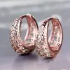 Chenrui wish aretes de cobre hueco con incrustaciones de diamante blanco color oro rosa simples estilo pastoral venta al por mayor de fábrica