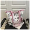2025 Nova Bolsa Tote de Urso Feminina Fofa de Grande Capacidade Bolsa Saco Bolsa de Ombro Desenho Animado Bolsa de Faculdade para Deslocamento