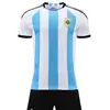 Conjunto de Uniforme de Fútbol de la Selección Nacional de Argentina Casa 22-23 Uniforme de Equipo para Hombre Jersey Ropa para Adultos y Niños Talla 14-2XL