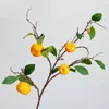 Galhos de frutas artificiais com folhas, galhos simulados de laranjeira e cítricos, decorações florais de luxo leve de alta qualidade para pousadas e hotéis