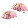 Cartão de decoração de bolo de ventilador dobrável estilo chinês plug-in desejos de aniversário para os enfeites de decoração de bolo de cozimento de flor de ameixa idosa