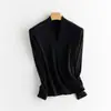 [Procesamiento Personalizado] Mezcla de Lana Acetato de Invierno Cálido Casual Cuello en V Camiseta Básica Ropa de Punto para Mujer Otoño e Invierno