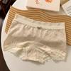 Cueca Boxer Estilo Pastoral Ins Antibacteriana Sem Costura para Mulheres com Gancho Estendido Respirável Cintura Média Roupa Íntima Básica Feminina Boxer
