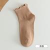 Meias de orelha de madeira femininas outono e inverno algodão suor-absorvente renda couro sapatos meias curtas japonês jk mocassins meias de confinamento