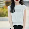 Ropa de Mujer 2026 Verano Nueva Camiseta de Manga Corta con Textura Jacquard, Suave y Amigable con la Piel, Seca y Transpirable, Top de Punto Hueco con Cuello Redondo