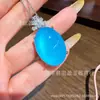 Novo pingente grande estilo chinês de ovo de pombo, colar de calcedônia verde gelo de alta qualidade, cravejado com diamantes, jadeíta de alta qualidade, pingente estilo chinês tradicional