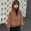 Casaco de Pelo Infantil de Inverno Novo Estilo 100% Lã de Cordeiro com Capuz Casual Pelo Sintético Um para Meninas e Meninos Casaco de Pelo