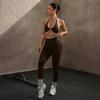 Conjunto de Roupas de Yoga Populares Europeias e Americanas Transfronteiriças, Top Esportivo Seamless Color Block, Calça Longa, Conjunto de Roupas para Fitness