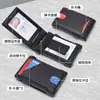 Cartera Metálica con Tapa abatible y Ranura para Tarjeta de Identificación, Cartera de Negocios Magnética de Empuje Lateral, Cartera Multifuncional para Hombre Antirrobo RFID
