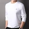 Camiseta Pesada de Algodón Bordada Hengyuanxiang para Hombre de Manga Larga Camiseta Base Suéter Nuevo Otoño e Invierno 2024 Cuello Manga