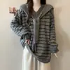 Suéter de Rayas Contrastantes Estilo Perezoso Conjunto de Dos Piezas Suéter Grueso y Cálido de Punto con Diseño de Chal
