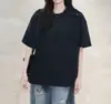 Camiseta Cinza Personalizada com Design Americano Manga Curta para Mulheres Verão Solta Estilo Neutro Meia-Manga