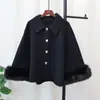 Otoño e Invierno 2024 Nuevo Estilo Estilo Chanel Capa Tejida de Doble Cara Inclinada de Pelo Ligero de Lujo Abrigo Elegante de Gama Alta Chal para Mujer
