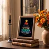 Grava de Cristal Arcoíris Natural Marco de Fotos de Árbol de Navidad Pintura Decoración Navideña Pintura Hecha a Mano Hogar Pintura Decorativa de Cristal Venta al por Mayor