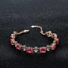 Pulsera de turmalina rosa imitación de gran venta, chapada en oro rosa, pulsera de trébol de cristal rosa, pulsera de cristal rosa de bajo lujo