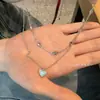 Collar de Amor Dulce de Doble Capa para Mujer, Collar de Diseño de Nicho, Cadena para Clavícula de Corazón Azul Fresco Estilo Vacaciones