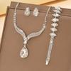 Cross-border fonte quente- venda de cristal strass jóias colar terno noiva colar de casamento brincos pulseira três- peça conjunto
