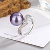 [14MM] Anillo Abierto Tuhao Dorado Blanco Champaña Morado Demonio Multicolor Perla Negra Anillo Femenino Circonita Perla de Imitación