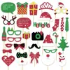 Adereços para Fotos de Festa de Natal, Adereços para Fotos de Decoração de Natal, Óculos de Papel, Máscaras, Chapéus de Natal, Adereços no Atacado