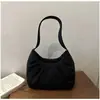 Bolso de Hombro de Color Sólido Estilo Coreano Ins Bolso de Mano Suave Bolso de Axila Casual Puro Plegado Color Crema Chica Dulce