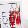 Brincos de Pena Boêmios Europeus e Americanos, Brincos de Franja Estilo Étnico Exagerado Retrô para Feriados, Acessórios de Viagem de Yunnan para Mulheres