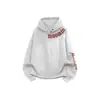 Sudadera con Capucha Estampado de Letras Diseño Retro Americano para Hombres y Mujeres, Forrada de Polar y Engrosada, Chaqueta Versátil de Doble Botón de Nicho