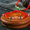 Pulsera de cordón rojo año de nacimiento tejida a mano hilo de oro seis palabras pulsera real para hombres y mujeres estilo étnico poliéster joyería mangying