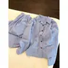 Conjunto de Pijama de Rayas Literario Holgado Estilo Coreano para Mujer 2026 Otoño Nueva Llegada Manga Larga Pantalón Largo Conjunto de Ropa para el Hogar Se Puede Usar al Aire Libre