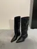 Bota de Salto Baixo Retrô Francês de Cano Longo Reto Garota Confiante com Franzidos Botas de Cano Longo de Perna Larga Botas Feias de Cano Alto Botas de Cano Longo