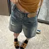 Shorts Jeans Americano Plus Size para Mulheres Verão 2025 Novo Verão Calça Média para Gordas mm Efeito Emagrecedor Cintura Alta Rasgado Cinco Pontos