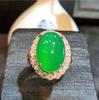 Venta al por mayor del fabricante: Anillo Chapado en Plata 925 con Calcedonia e Incrustaciones Completas de Diamante para Mujer, Anillo Grande de Ágata Cabujón para Mujer, Suministro para Transmisión en Vivo